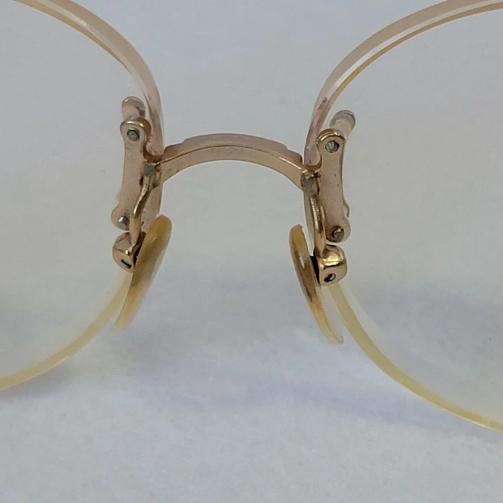 VTG Marcolin Italy Faceted Rimless Clear Glasses 80s Luxury Butterfly Beveled